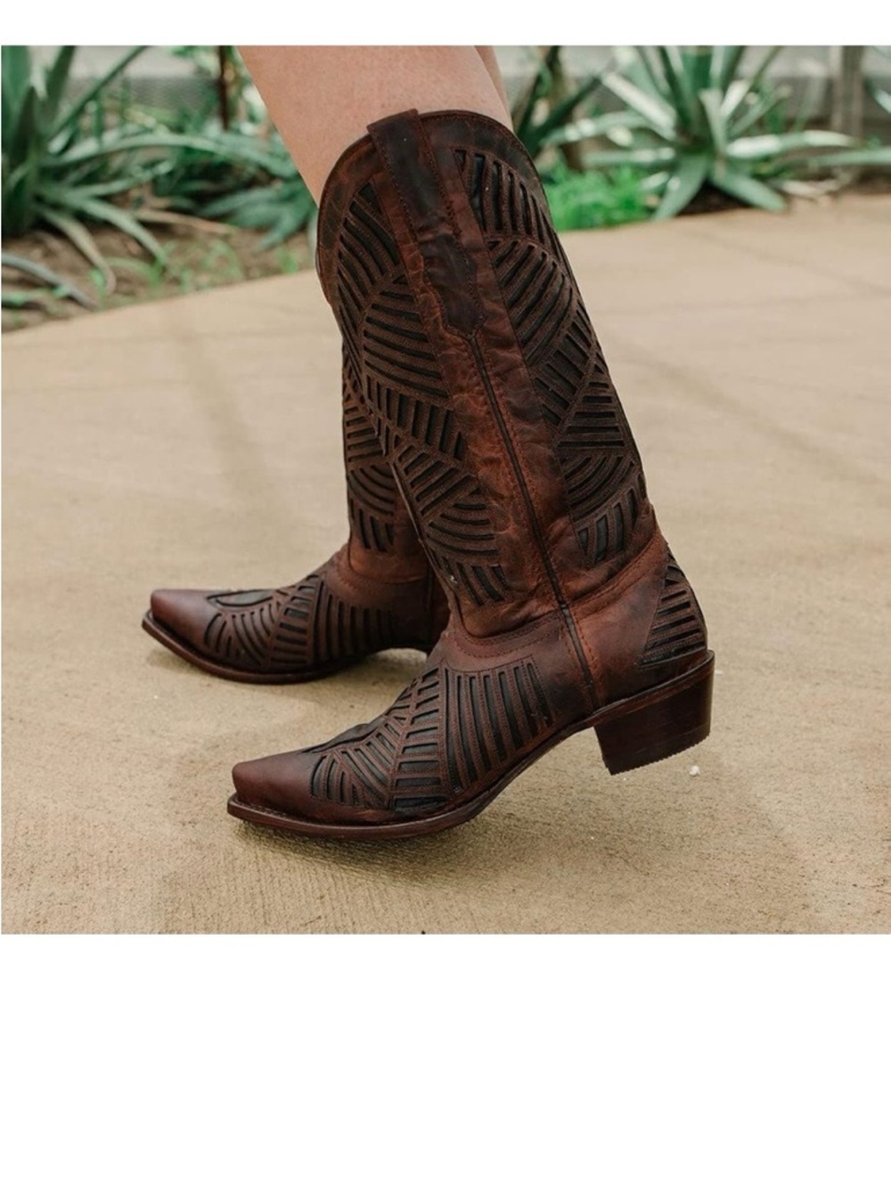 Women's Brown Distressed Leather Cowboy Boots